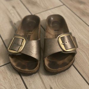Women's Birkenstock Madrid Shoe Big Buckle--Metallic Bronze